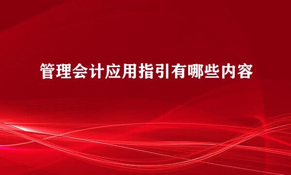 管理会计应用指引有哪些内容