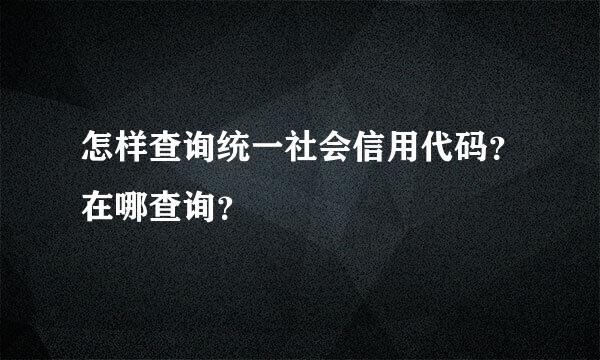 怎样查询统一社会信用代码？在哪查询？