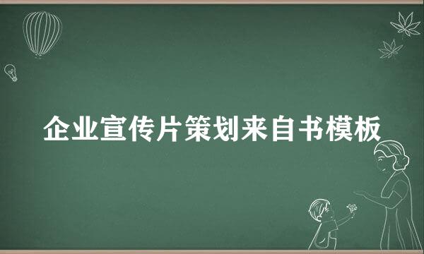 企业宣传片策划来自书模板