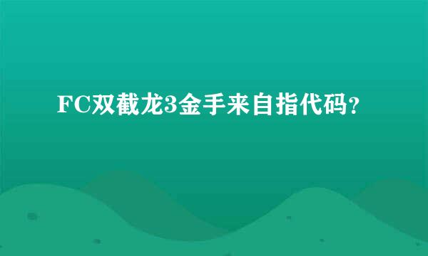 FC双截龙3金手来自指代码？