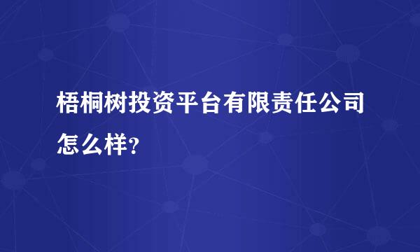 梧桐树投资平台有限责任公司怎么样？