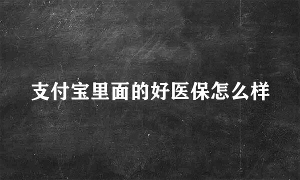 支付宝里面的好医保怎么样