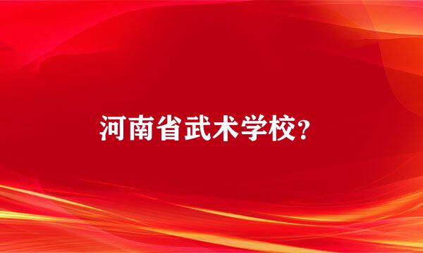 河南省武术学校？