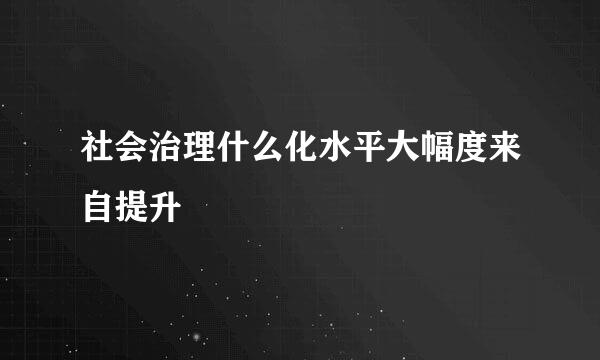 社会治理什么化水平大幅度来自提升