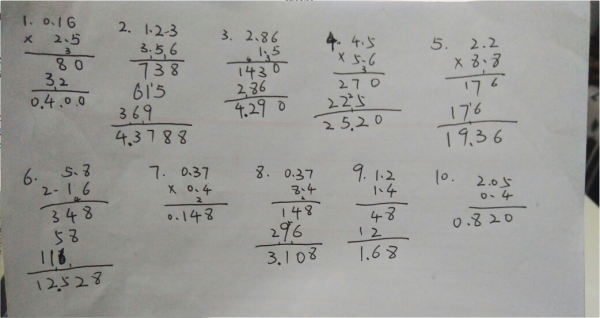 十道小数乘小数的乘法竖式计算并有答案