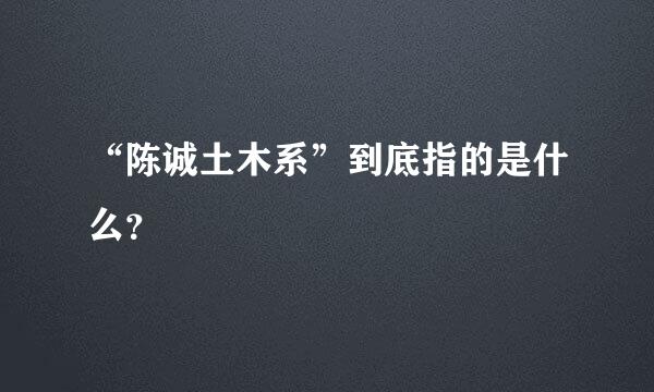 “陈诚土木系”到底指的是什么？