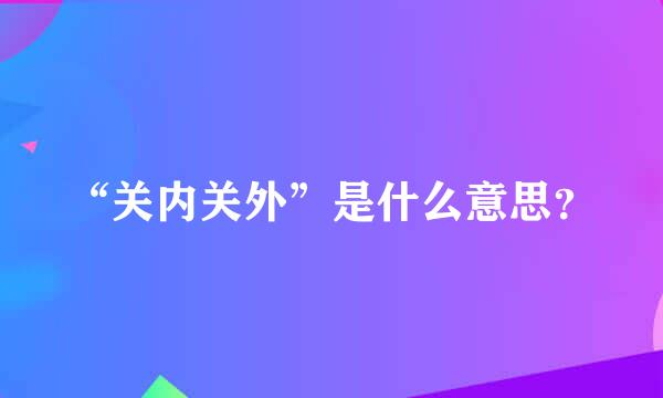 “关内关外”是什么意思？