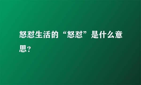 怒怼生活的“怒怼”是什么意思？