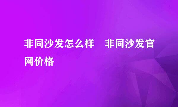 非同沙发怎么样 非同沙发官网价格