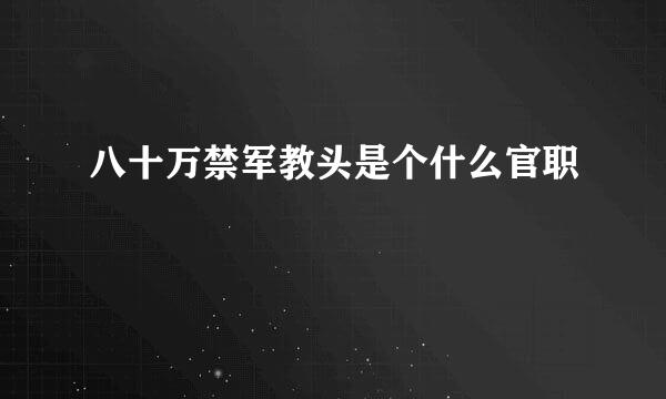 八十万禁军教头是个什么官职