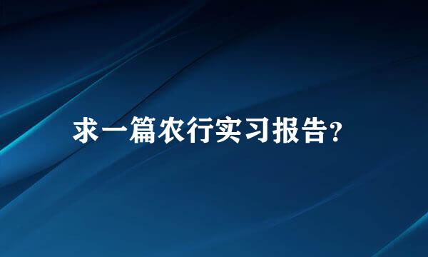 求一篇农行实习报告？