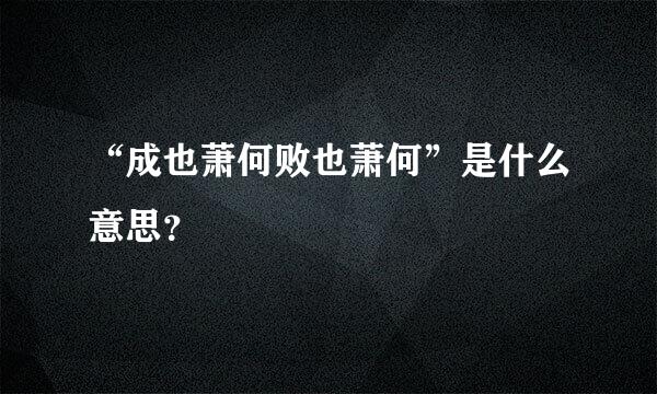 “成也萧何败也萧何”是什么意思？