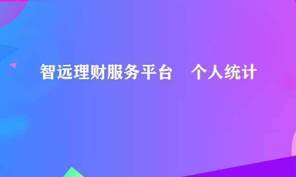 智远理财服务平台 个人统计