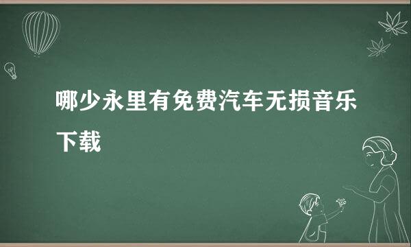 哪少永里有免费汽车无损音乐下载