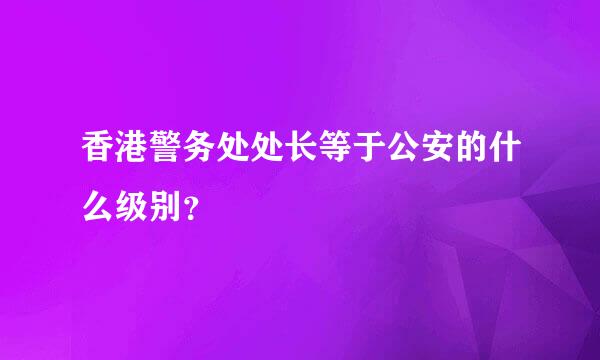 香港警务处处长等于公安的什么级别？