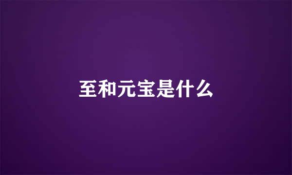 至和元宝是什么