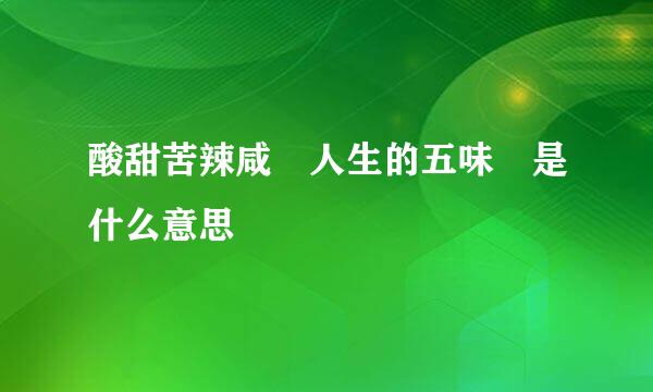 酸甜苦辣咸 人生的五味 是什么意思