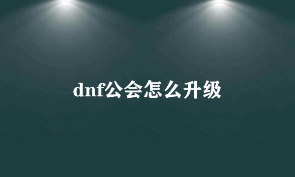 dnf公会怎么升级