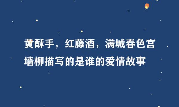 黄酥手，红藤酒，满城春色宫墙柳描写的是谁的爱情故事