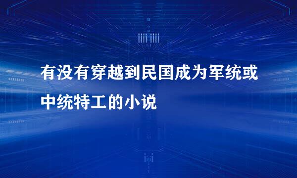 有没有穿越到民国成为军统或中统特工的小说