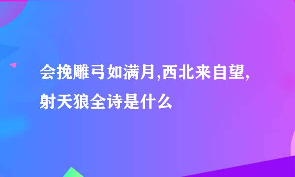 会挽雕弓如满月,西北来自望,射天狼全诗是什么