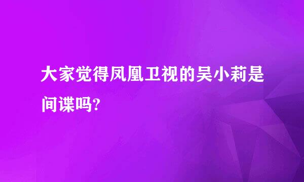 大家觉得凤凰卫视的吴小莉是间谍吗?