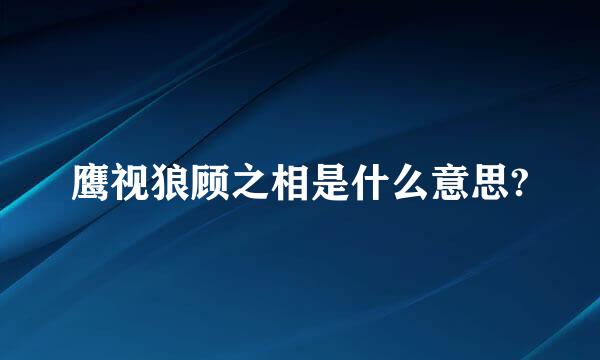 鹰视狼顾之相是什么意思?