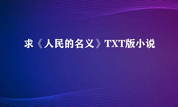 求《人民的名义》TXT版小说