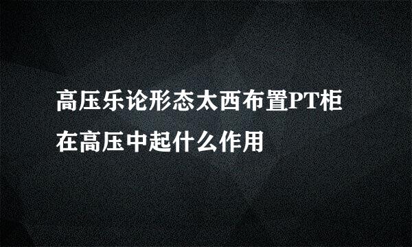 高压乐论形态太西布置PT柜在高压中起什么作用