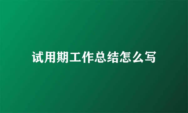 试用期工作总结怎么写