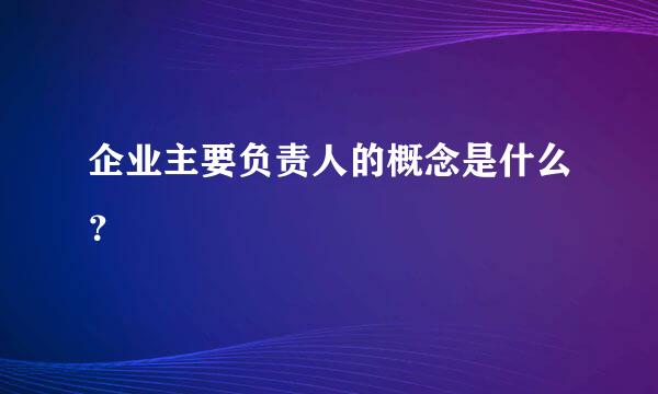 企业主要负责人的概念是什么？