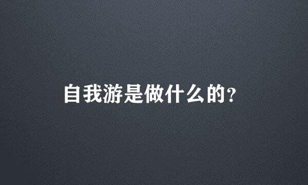 自我游是做什么的？