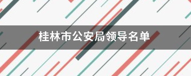 桂林市公安局领导名单