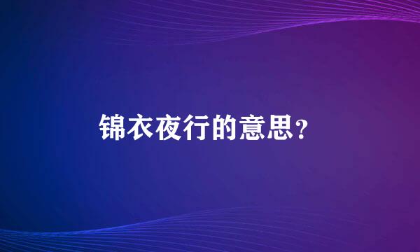 锦衣夜行的意思？