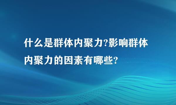 什么是群体内聚力?影响群体内聚力的因素有哪些?