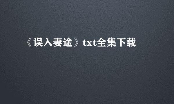 《误入妻途》txt全集下载