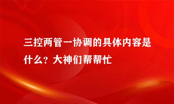 三控两管一协调的具体内容是什么？大神们帮帮忙