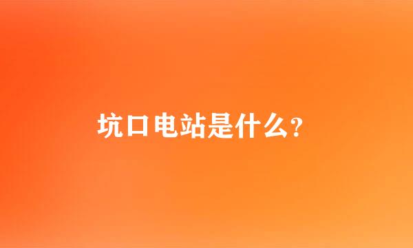 坑口电站是什么？