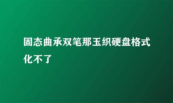 固态曲承双笔那玉织硬盘格式化不了