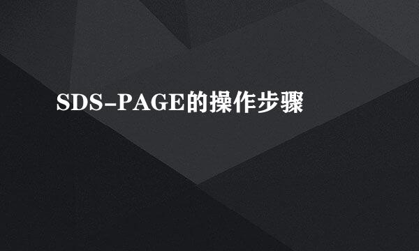 SDS-PAGE的操作步骤