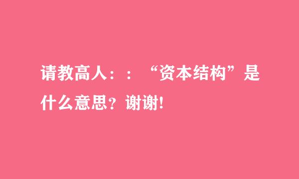 请教高人：：“资本结构”是什么意思？谢谢!