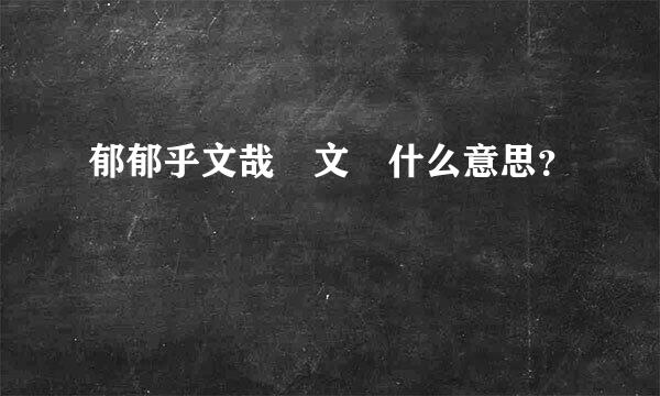 郁郁乎文哉 文 什么意思？