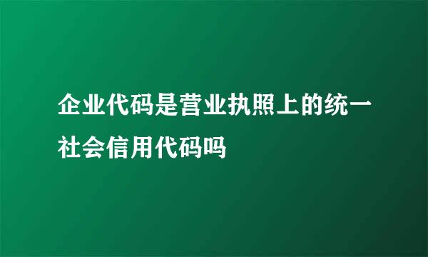 企业代码是营业执照上的统一社会信用代码吗