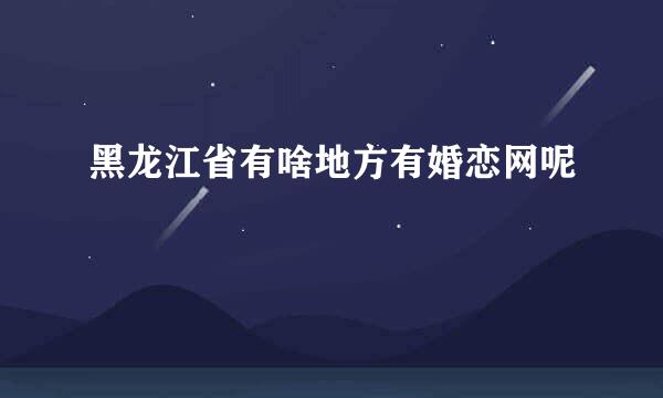 黑龙江省有啥地方有婚恋网呢