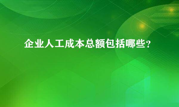 企业人工成本总额包括哪些？