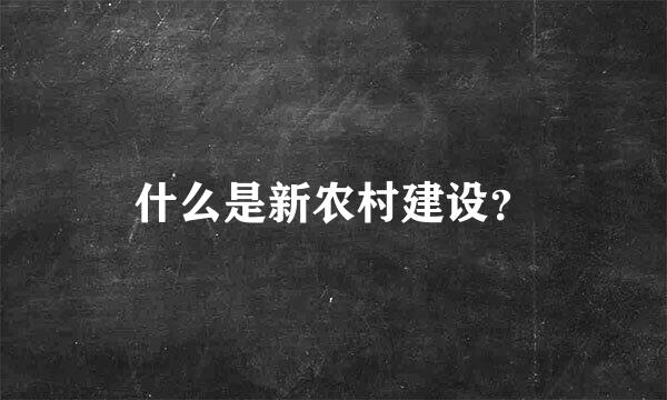 什么是新农村建设？