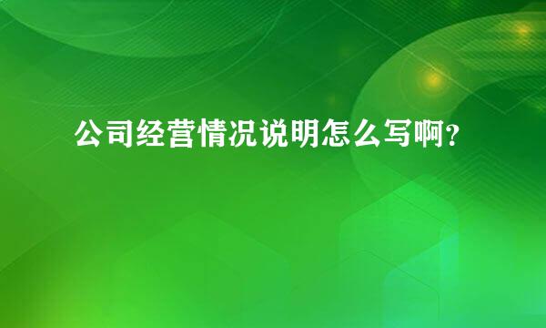 公司经营情况说明怎么写啊？