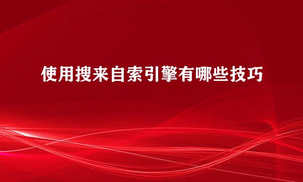 使用搜来自索引擎有哪些技巧