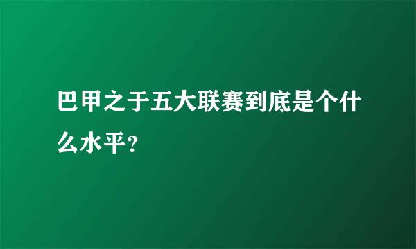 巴甲之于五大联赛到底是个什么水平？