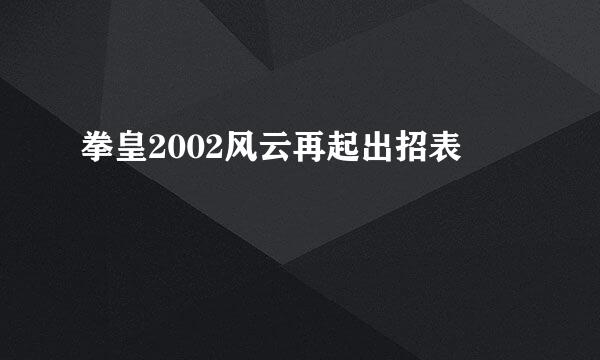 拳皇2002风云再起出招表